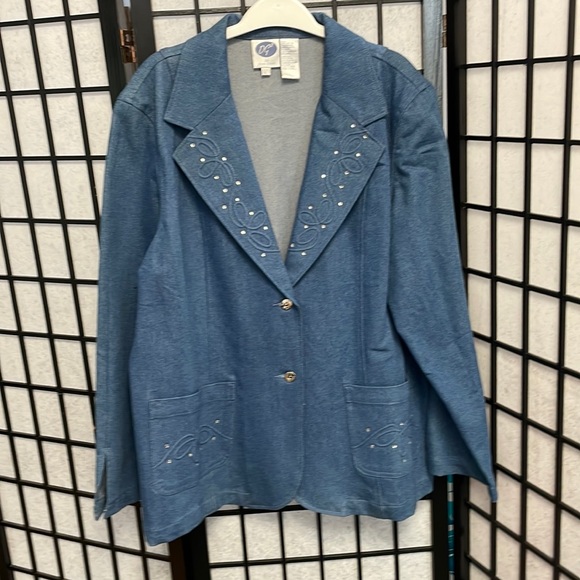 Vintage Dg2 By Diane Gilman Light Wash Denim Blazer, SZ large - Picture 1 of 9